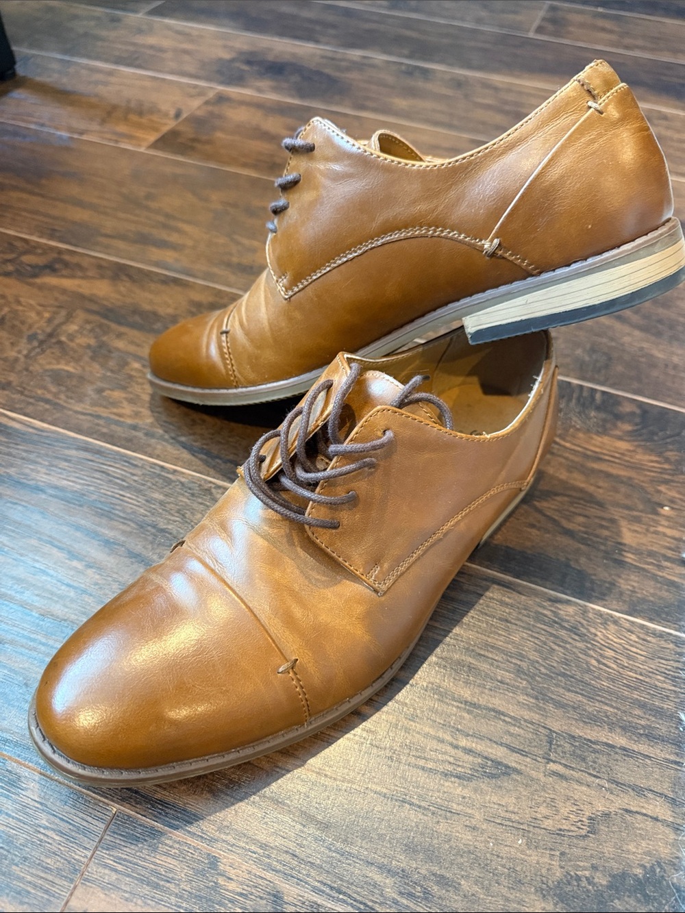 Sonoma Men's Cognac Brown Leather Lace-Up Oxfords
